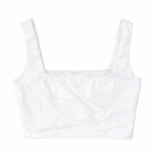Stella White Cropped Corset Tank Top Lace Trim Zip Back Size M